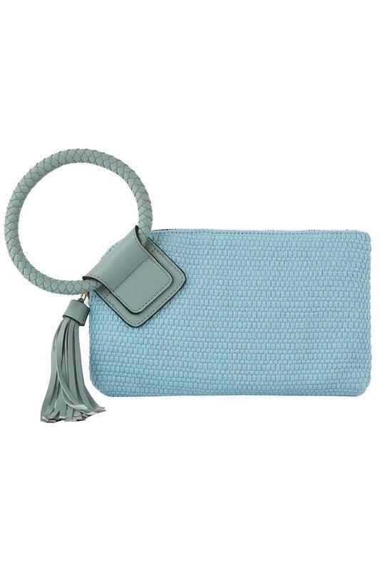 Canvas Cuff Handle Tassel Wristlet Clutch Product Image