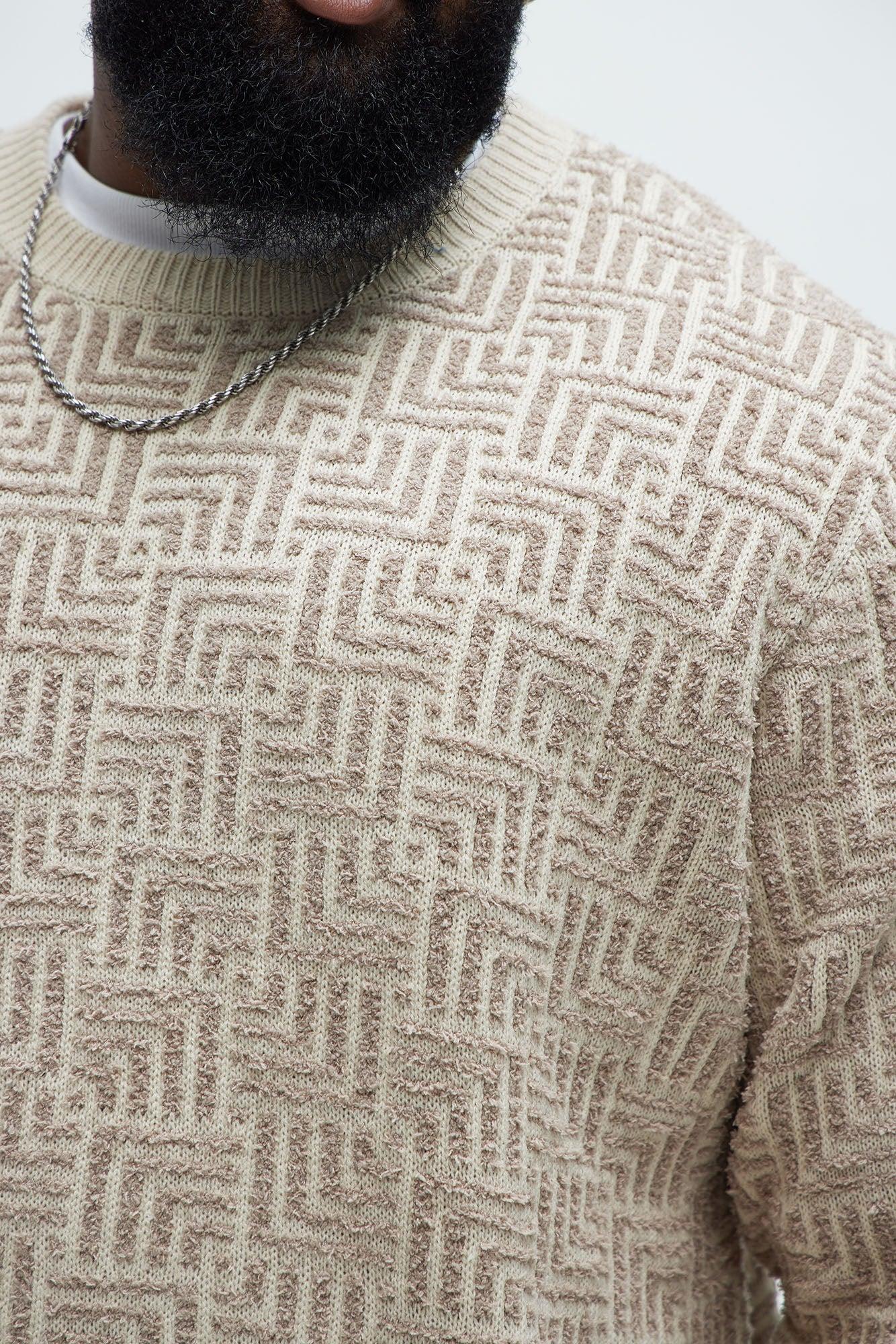 Runnin Up Numbers Crewneck Sweater - Taupe Product Image