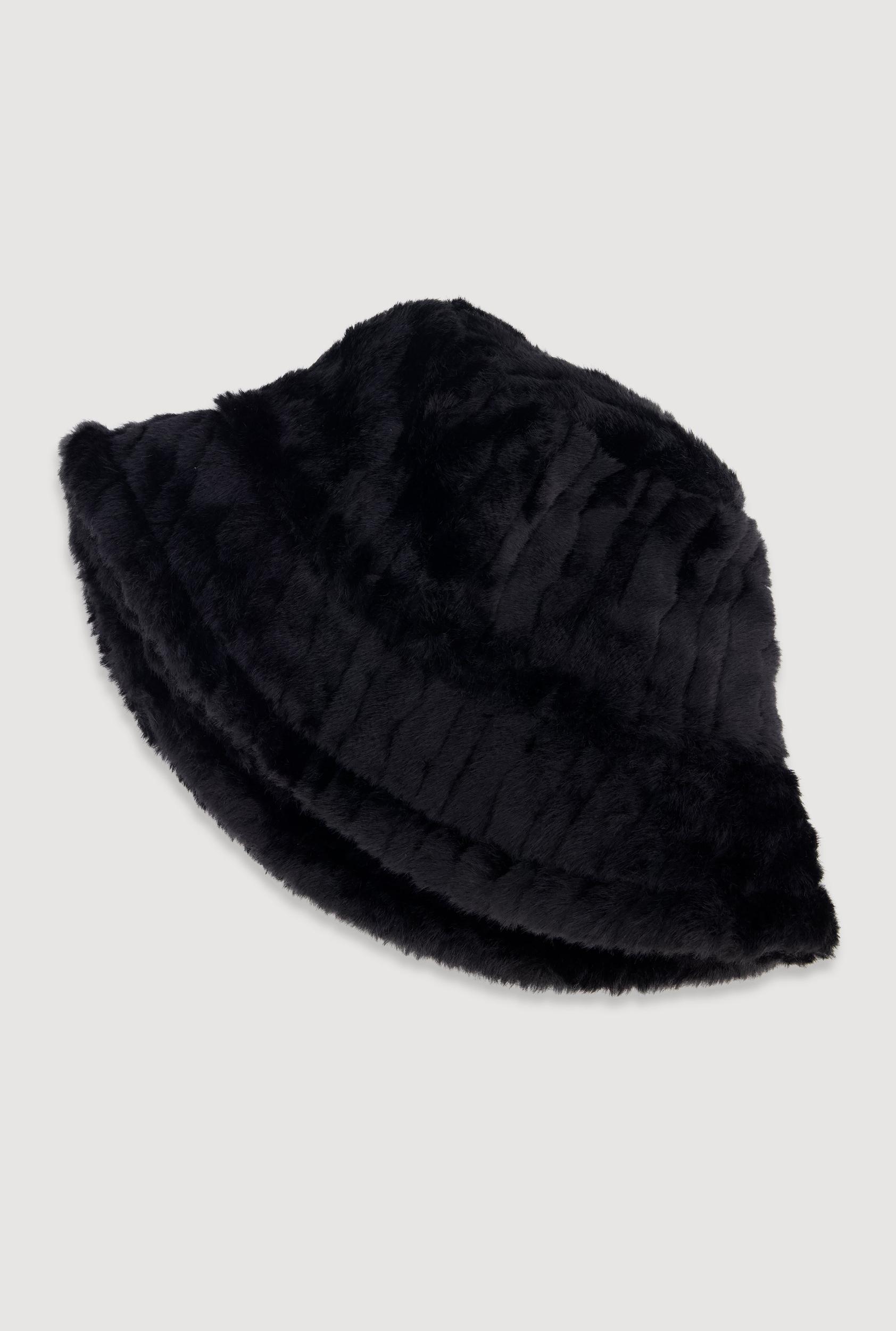 Faux Fur Ribbed Knit Bucket Hat Female Product Image