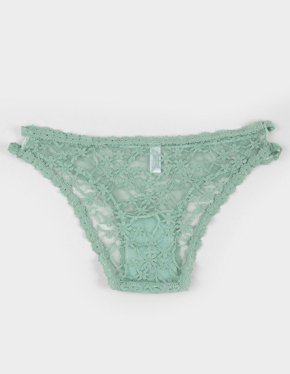 FULL TILT Daisy Lace Trim Cheeky Panties - GREEN Product Image