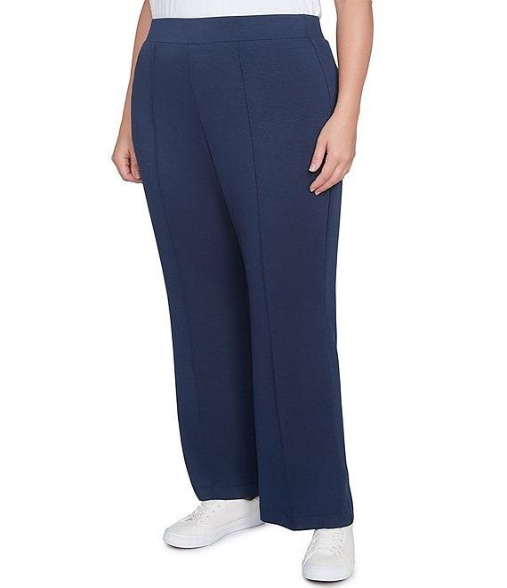 Ruby Rd. Plus Size Double Knit Pintuck Detail Pull-On Flare Leg Pants Product Image