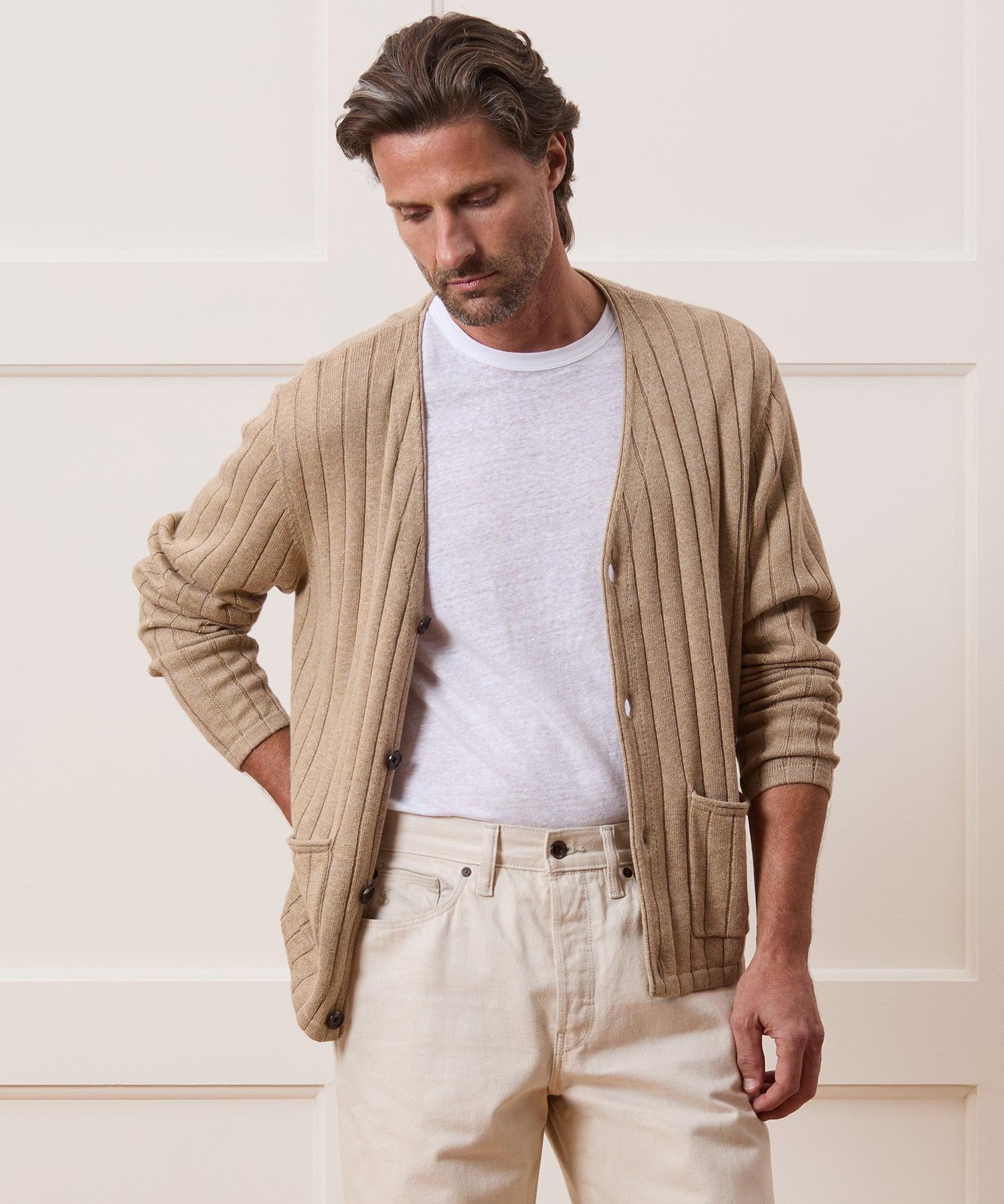 Relaxed Linen-Cotton Ribbed Cardigan Product Image