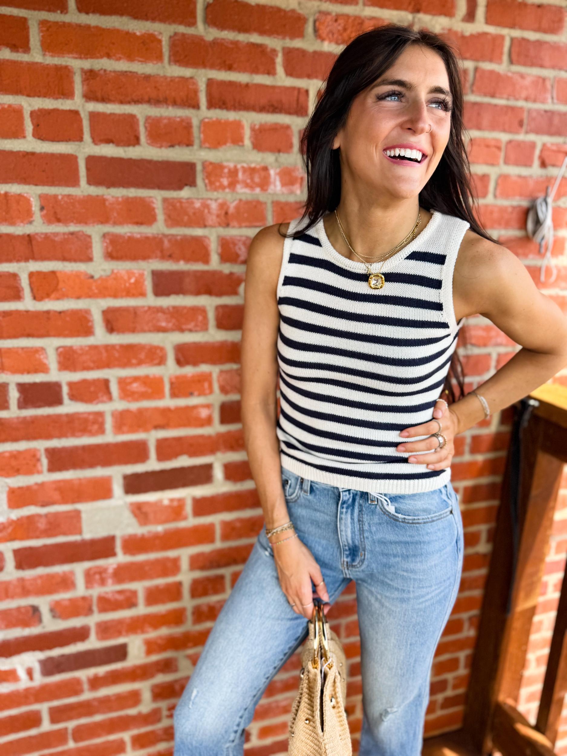 Nautical Stripe Sweater Tank Product Image