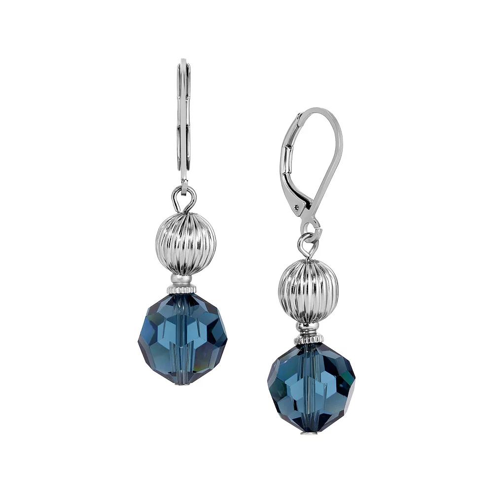 1928 Crystal Faceted Color Bead Drop Earrings, Women's, Blue Product Image