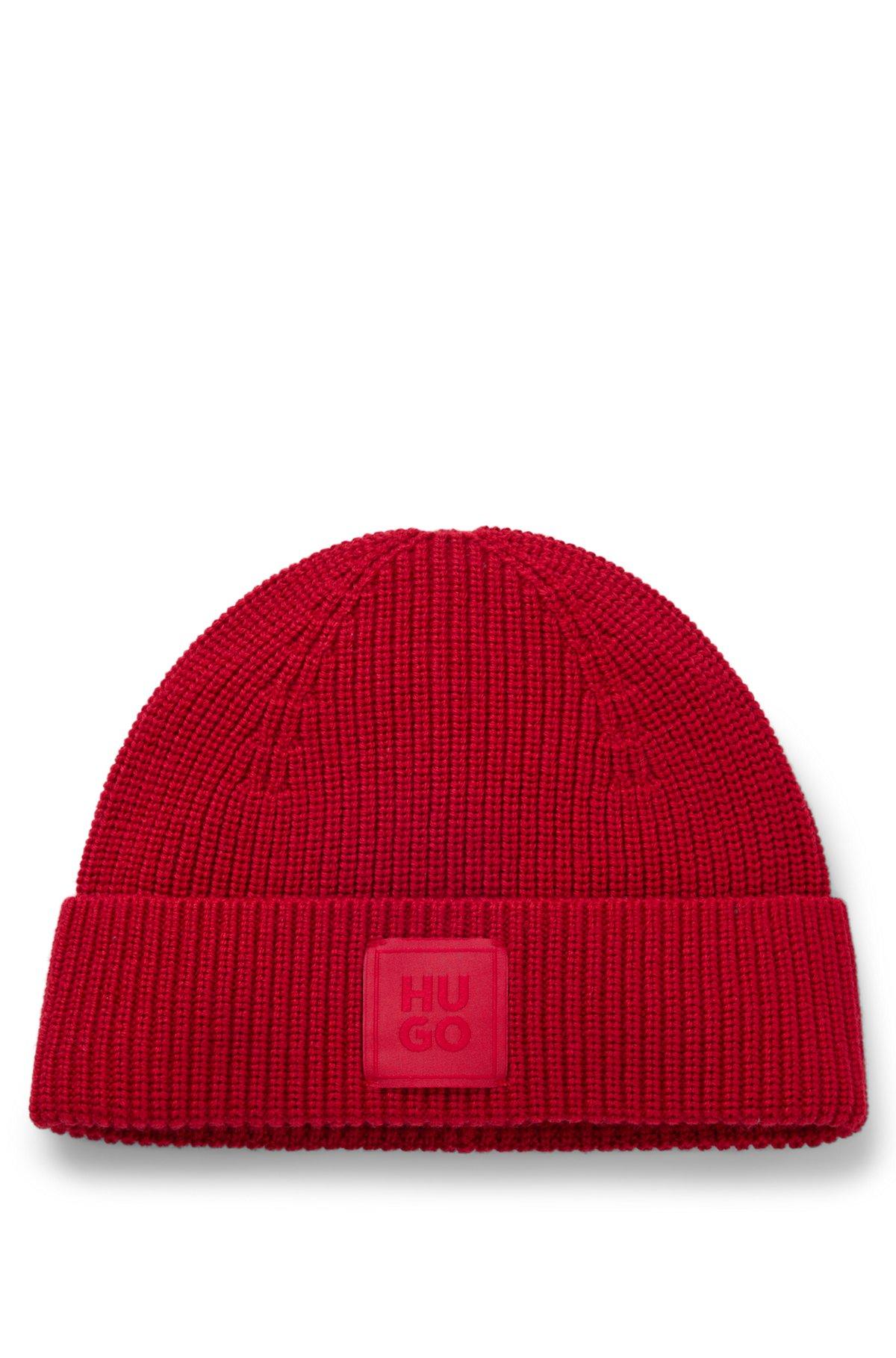 Wool-blend beanie hat with logo label Product Image