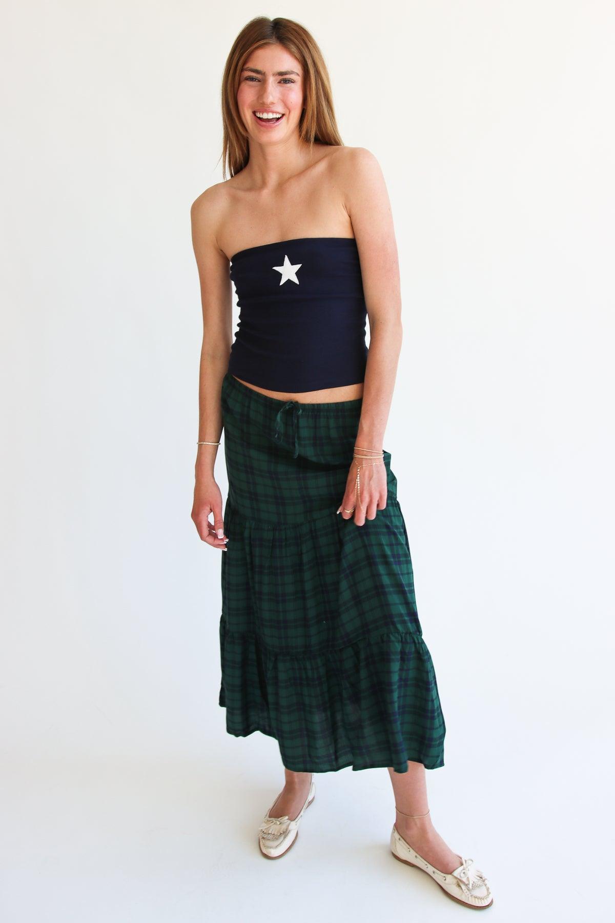 Plaid Tiered Maxi Skirt Product Image