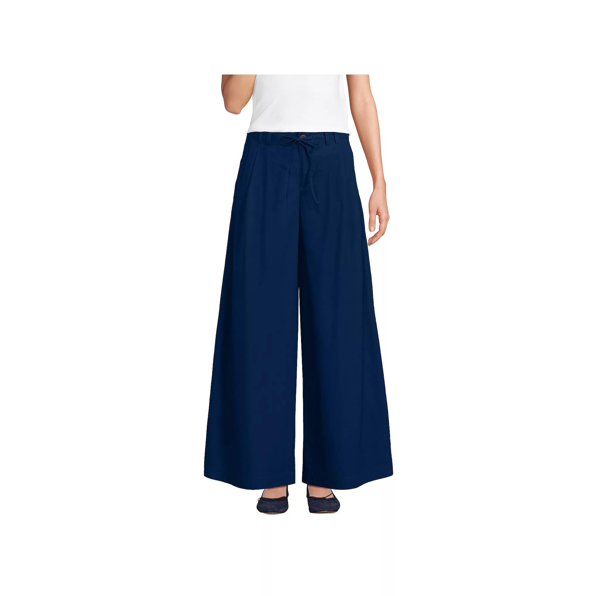 Women's Lands' End Tall Mid Rise Pleated Slouchy Pants,  Product Image