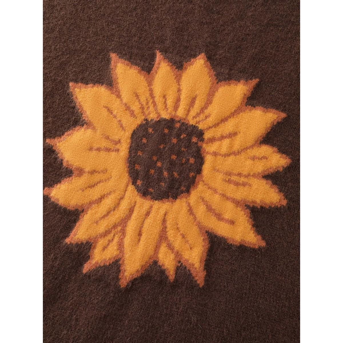 Plus Size Supersoft Sunflower Pattern Round Neck Pullover Browncoffeecolor Women Playful Loose Long Sleeve Round Neck Casual Pullovers BloomChic 10/M Product Image