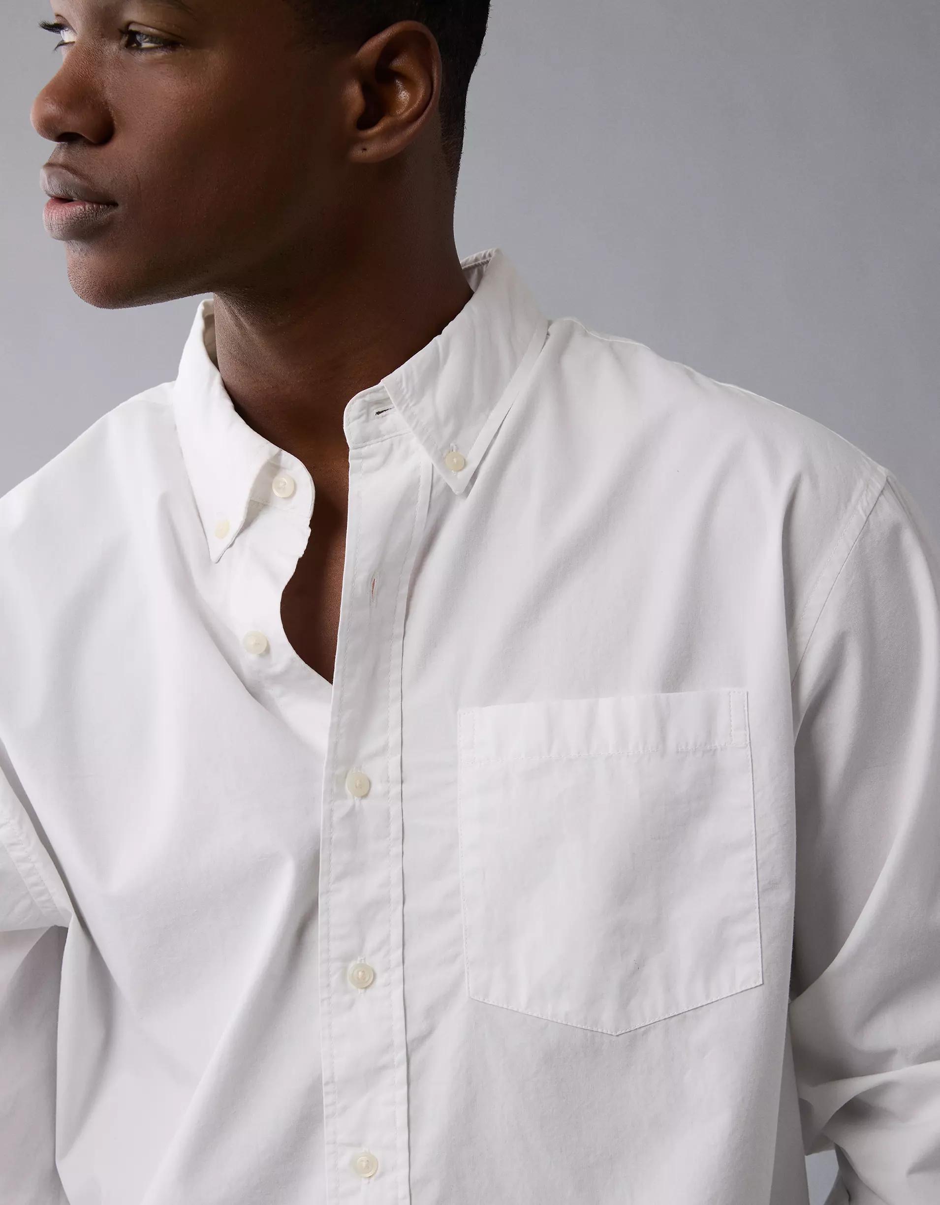 AE Everyday Relaxed Poplin Button-Up Shirt Product Image