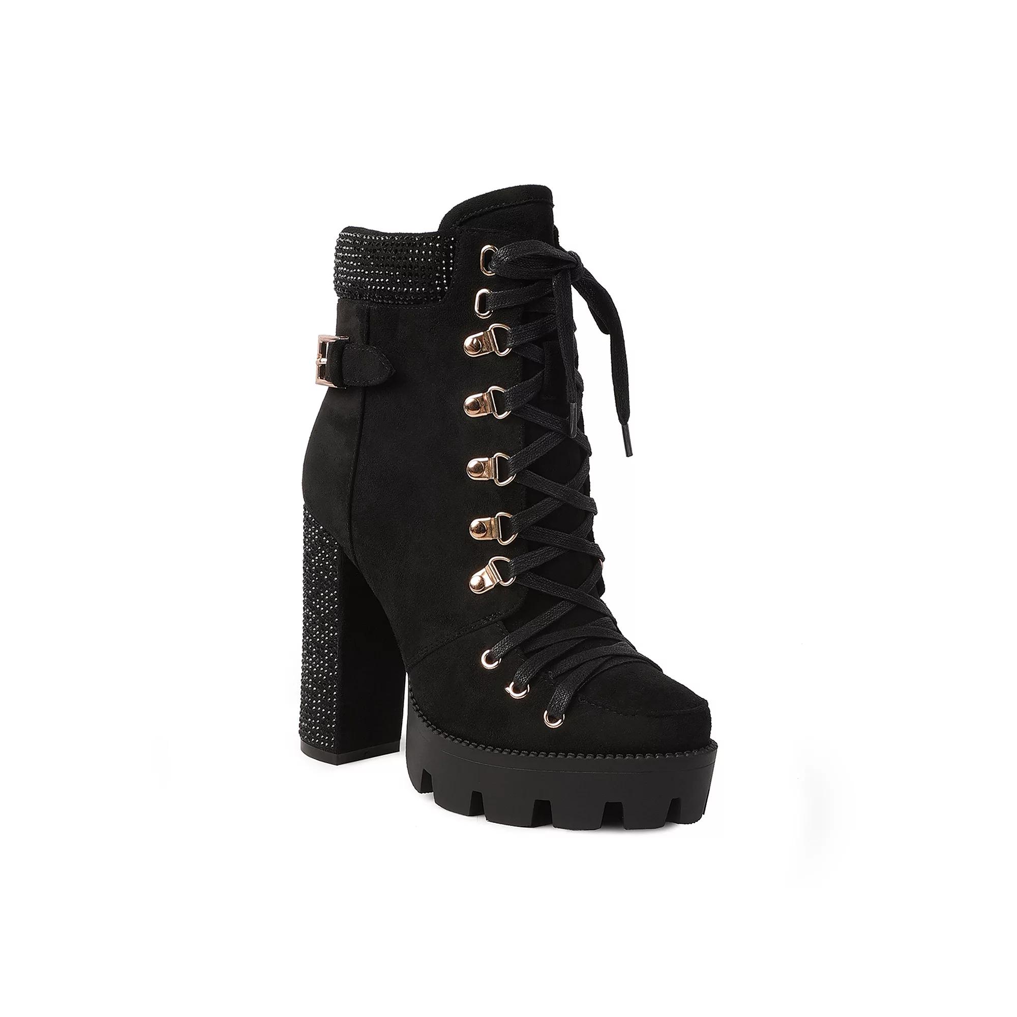 London Rag Birch Diamante Women's Platform Ankle Boots,  Product Image