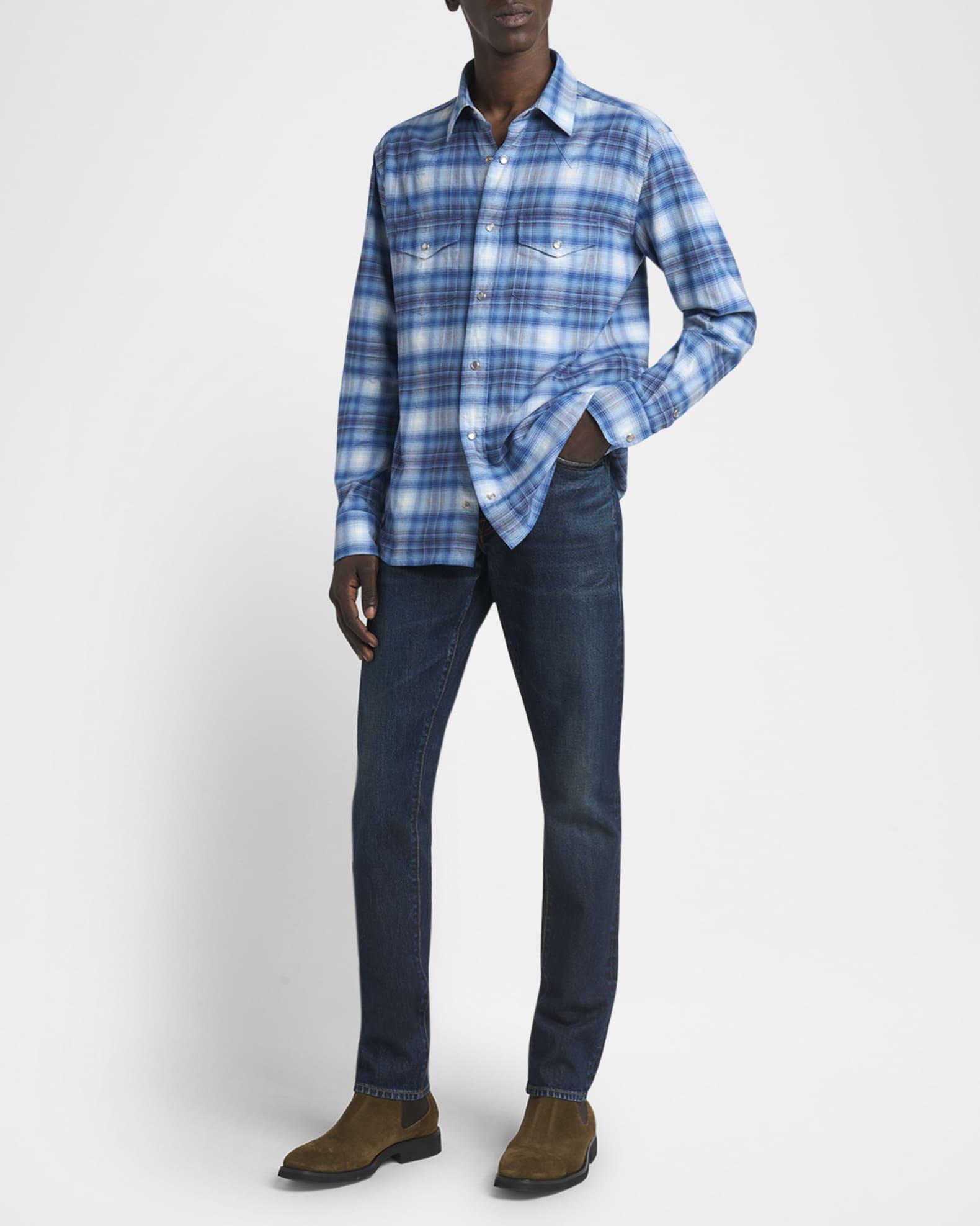 Men's Defused Check Slim Fit Western Shirt Product Image