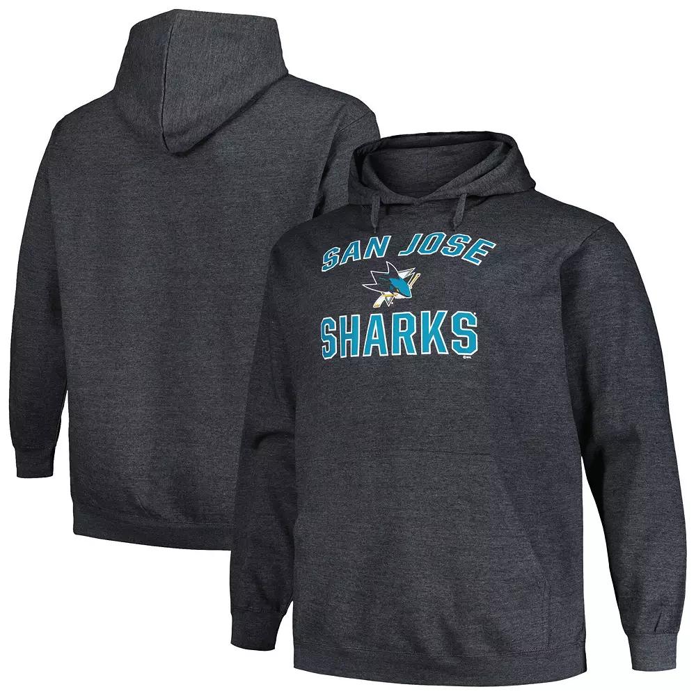 Men's Profile Heather Charcoal San Jose Sharks Big & Tall Arch Over Logo Pullover Hoodie,  Product Image