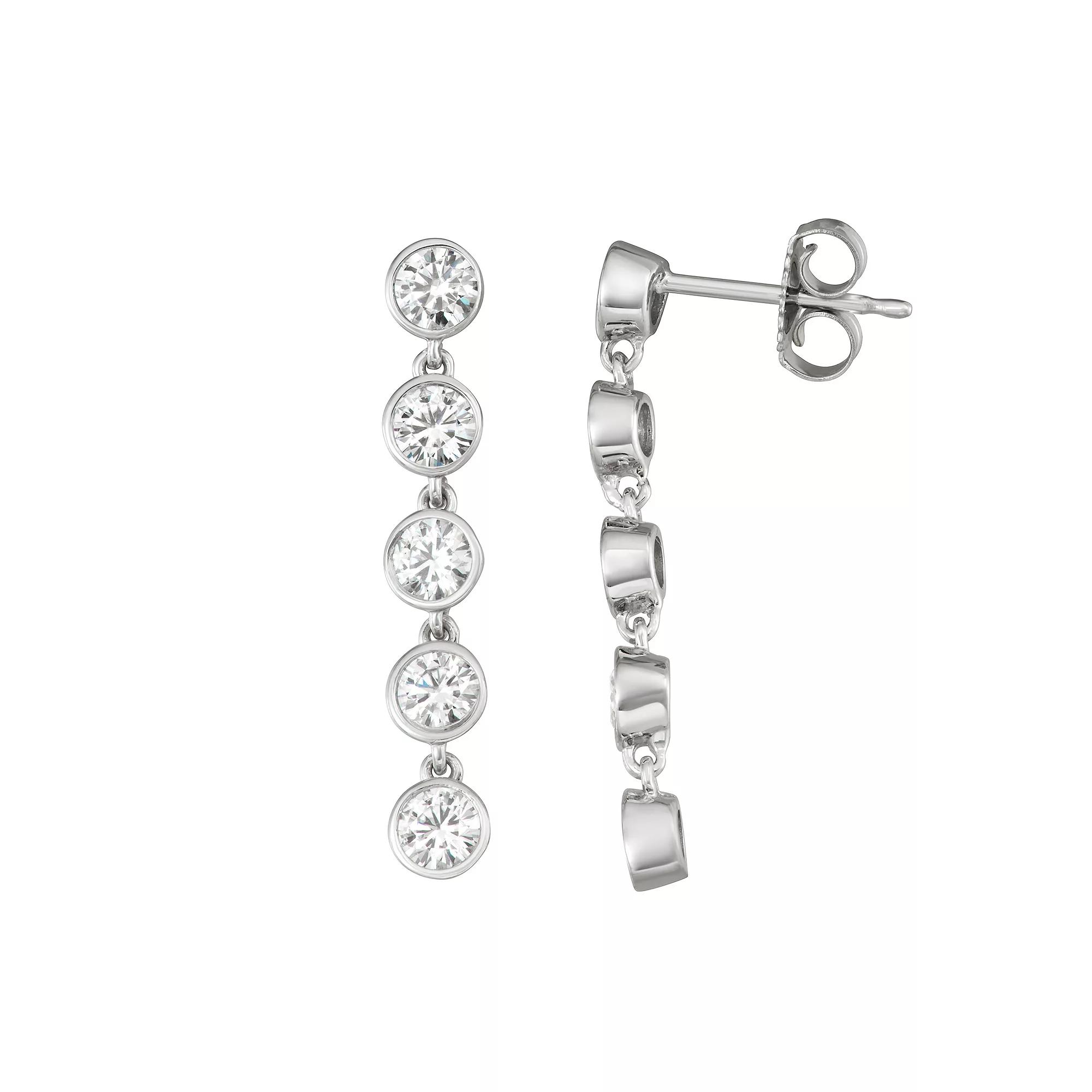 Charles & Colvard 14k White Gold 1 Carat T.W. Lab-Created Moissanite Linear Drop Earrings, Women's Product Image