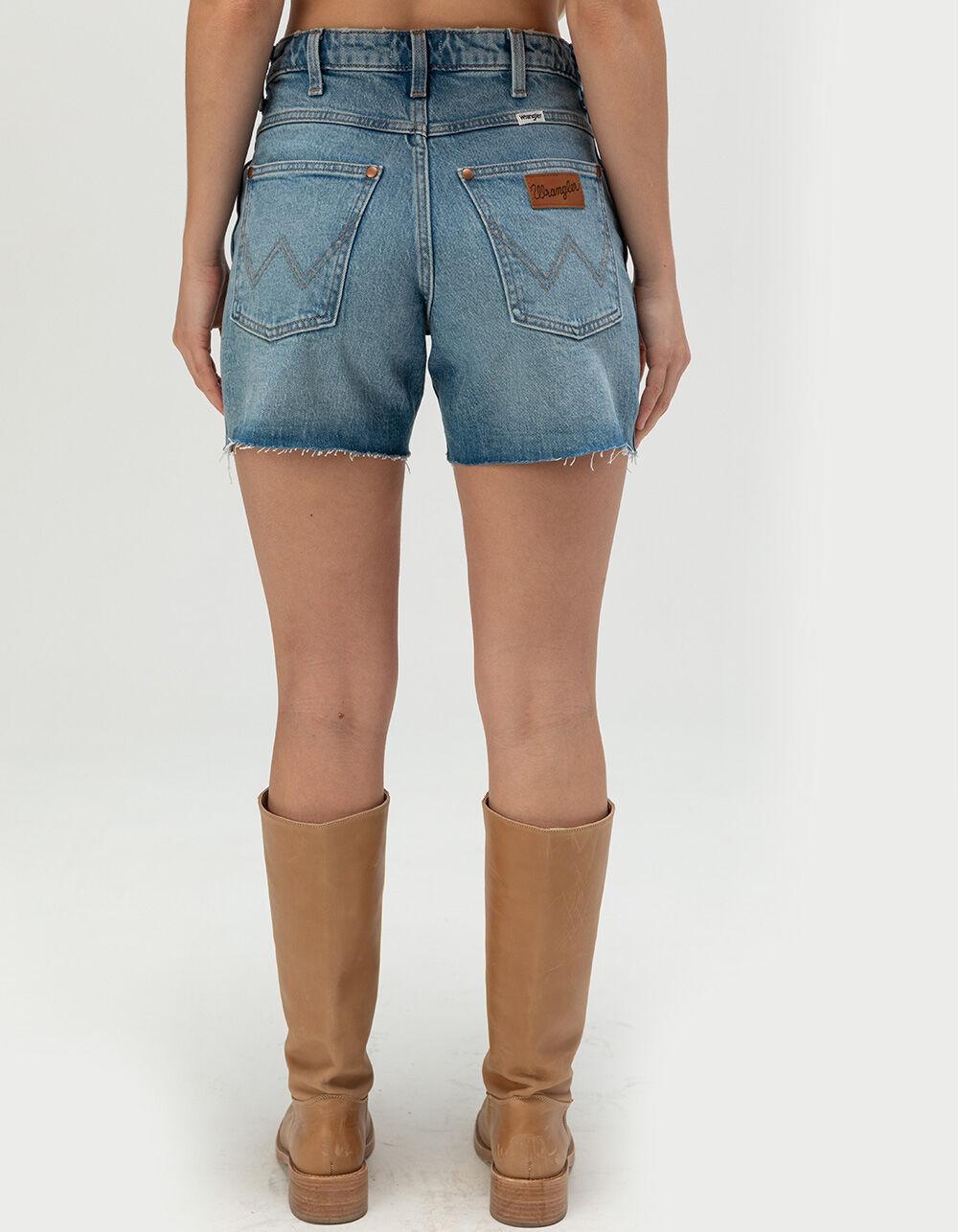 WRANGLER High Rise Mid Length Womens Cowboy Shorts - MEDIUM WASH Product Image
