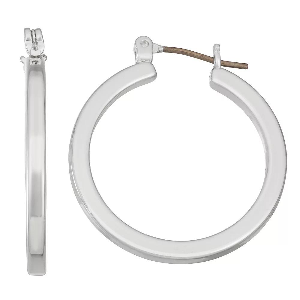 Napier Silver Tone Midi Hoop Earrings, Women's Product Image
