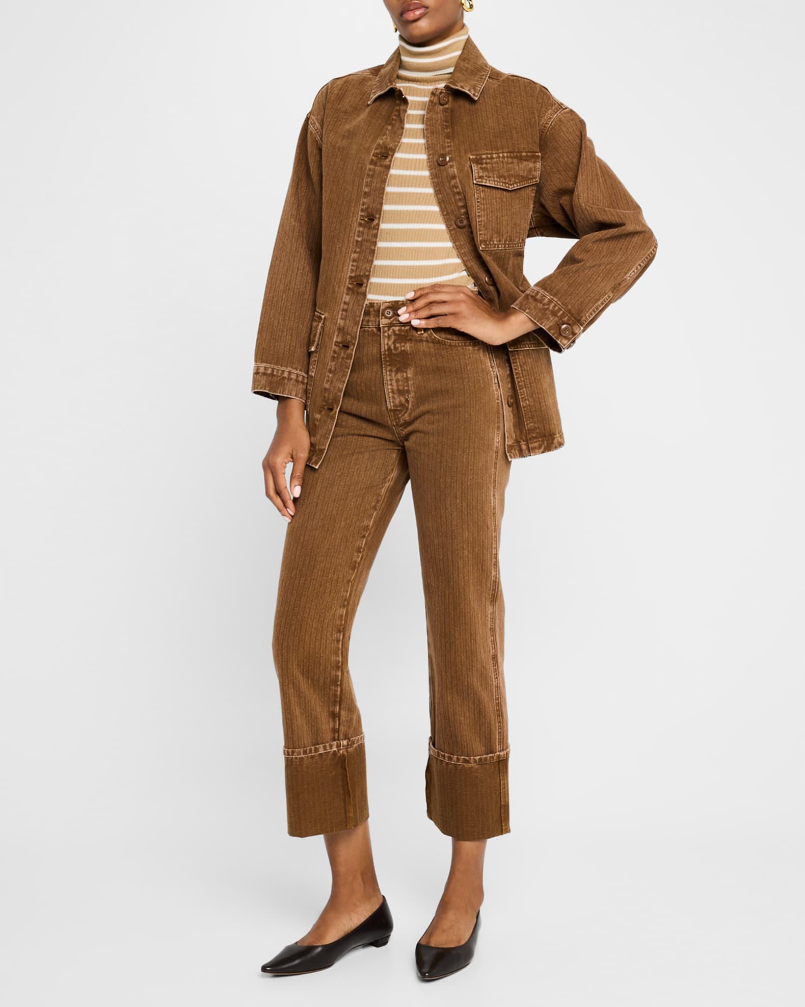 Dylan High-Rise Straight Cuffed Jeans Product Image