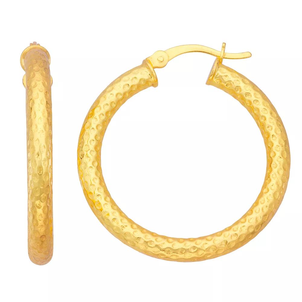 Jordan Blue Sterling Silver Textured Hoop Earrings, Women's, Gold Tone Product Image