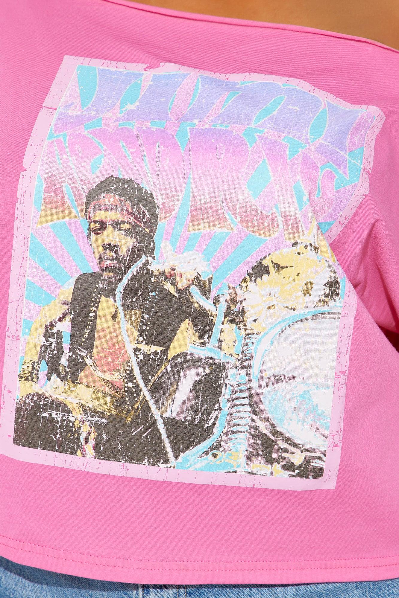 Jimi Hendrix Off Shoulder Top - Pink Product Image