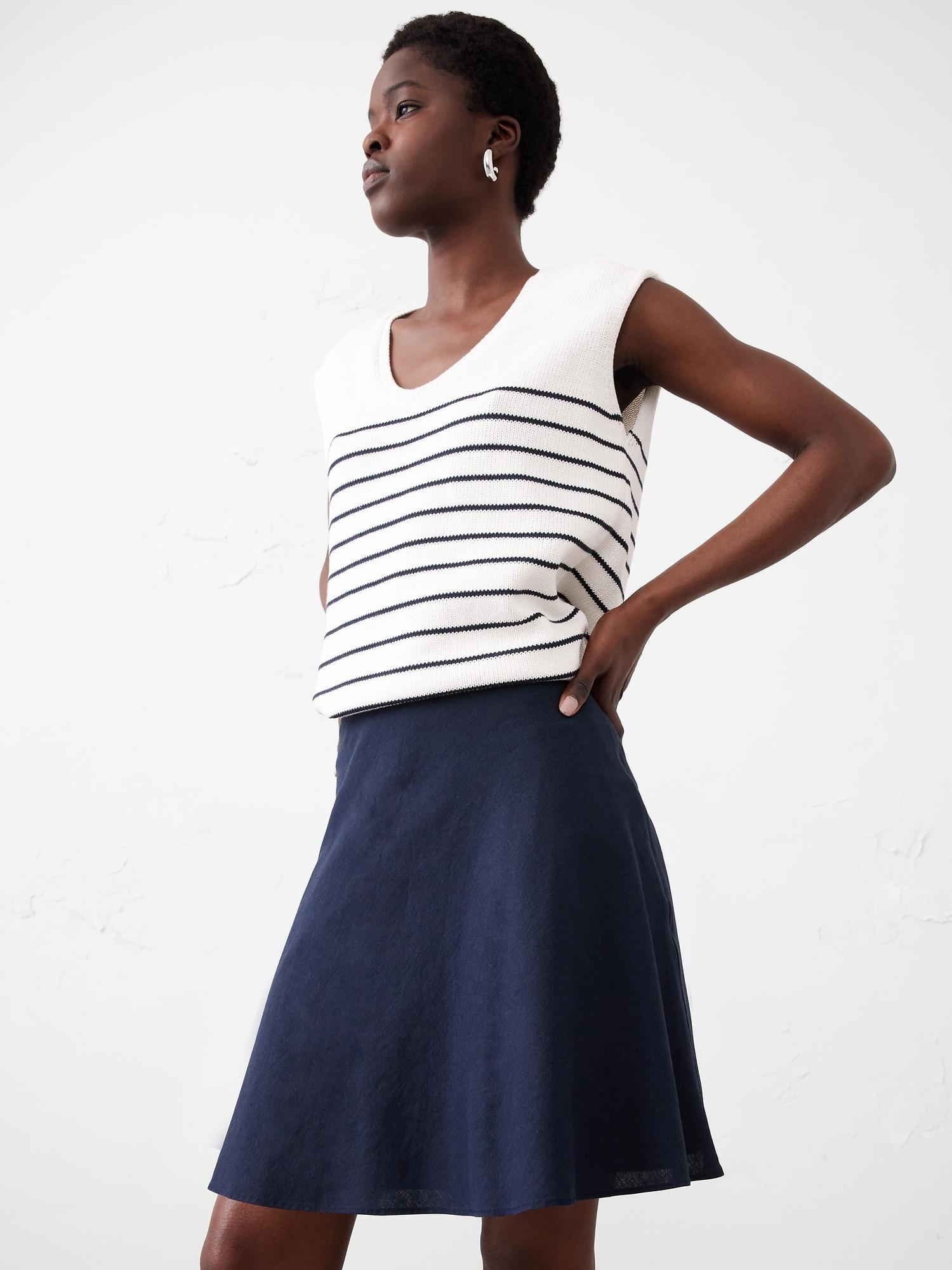 Linen-Blend Mini Slip Skirt Product Image