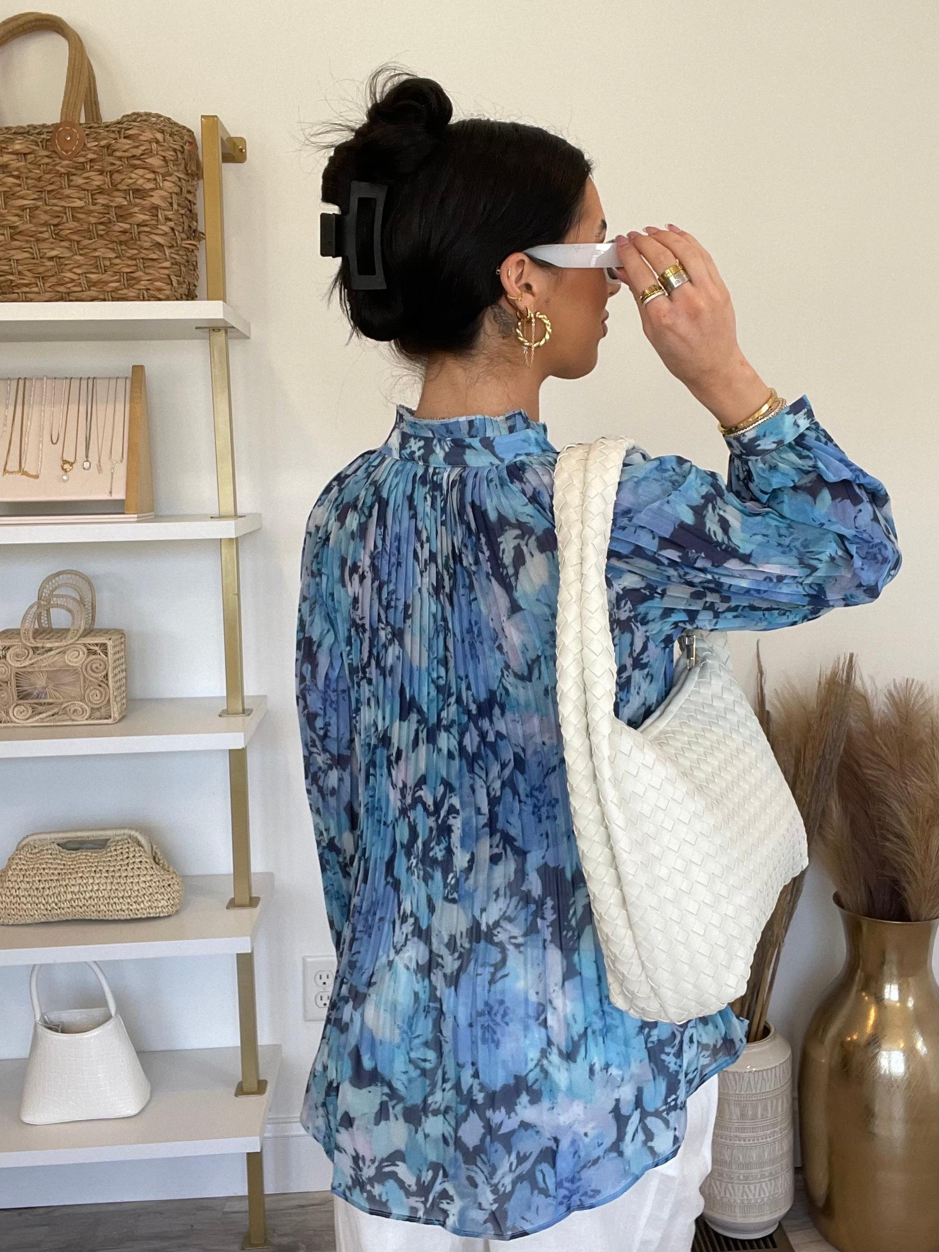 FINAL SALE Amaya Pleated Puff Sleeve Floral Top Product Image