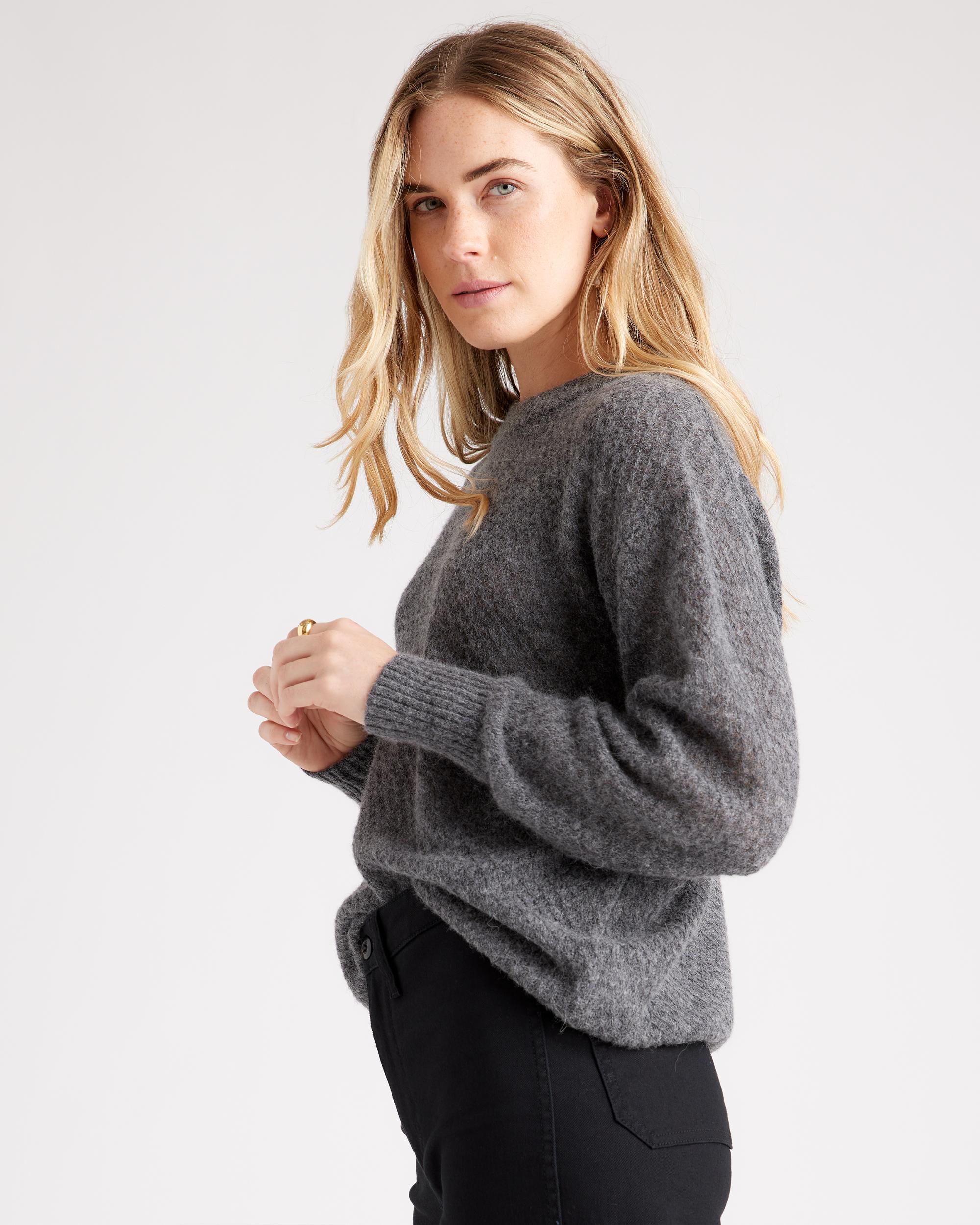 Quince | Women's Baby Alpaca-Wool Diamond Stitch Crew Neck Alpaca Sweater Product Image