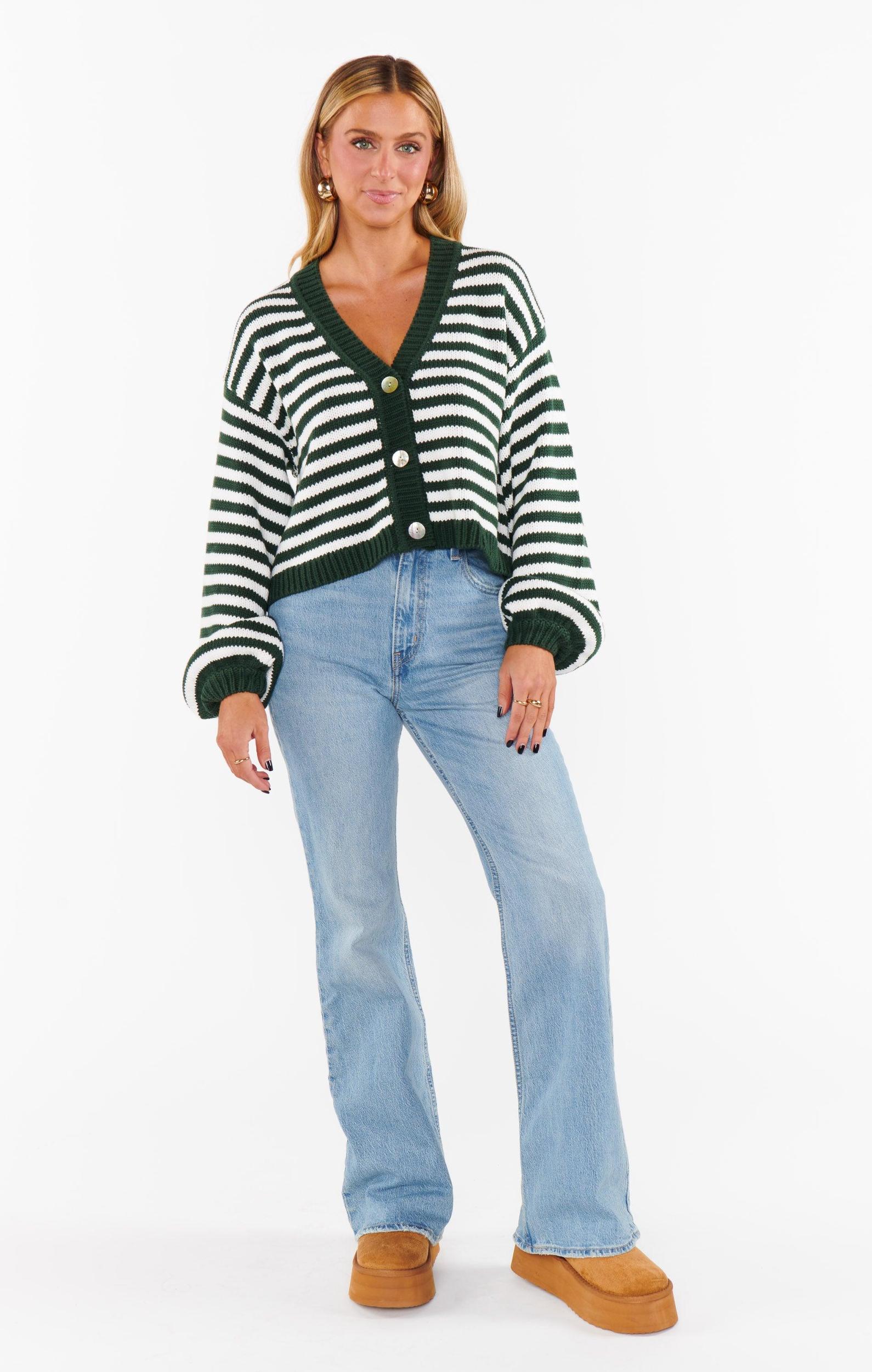 Good Karma Cardi ~ Forest Green Knit Product Image