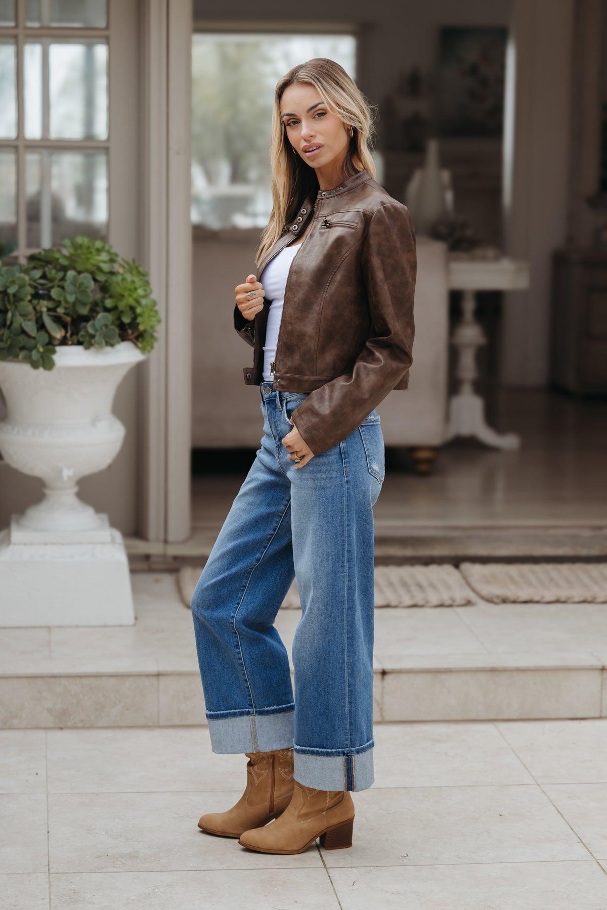 One And Only Brown Leather Jacket - FINAL SALE Female Product Image