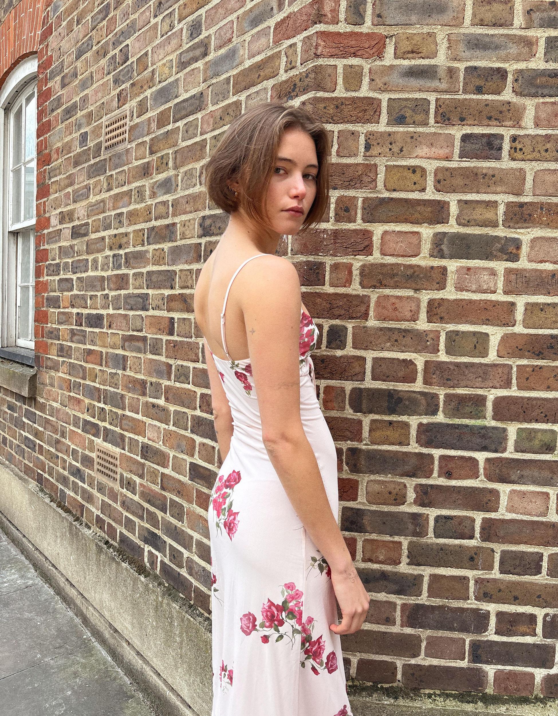 Printed strappy tulle midi dress Product Image