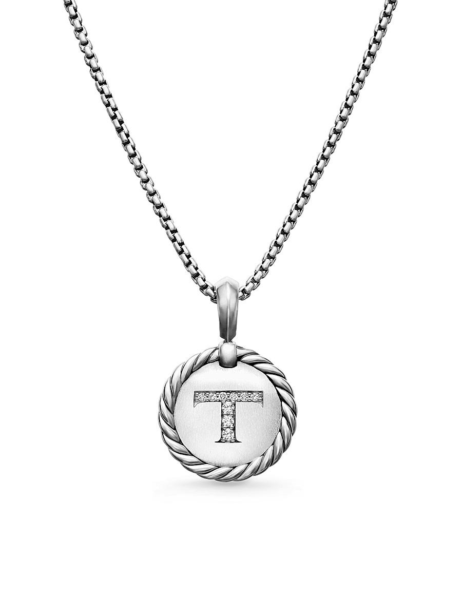Womens Initial Charm Necklace in Sterling Silver Product Image