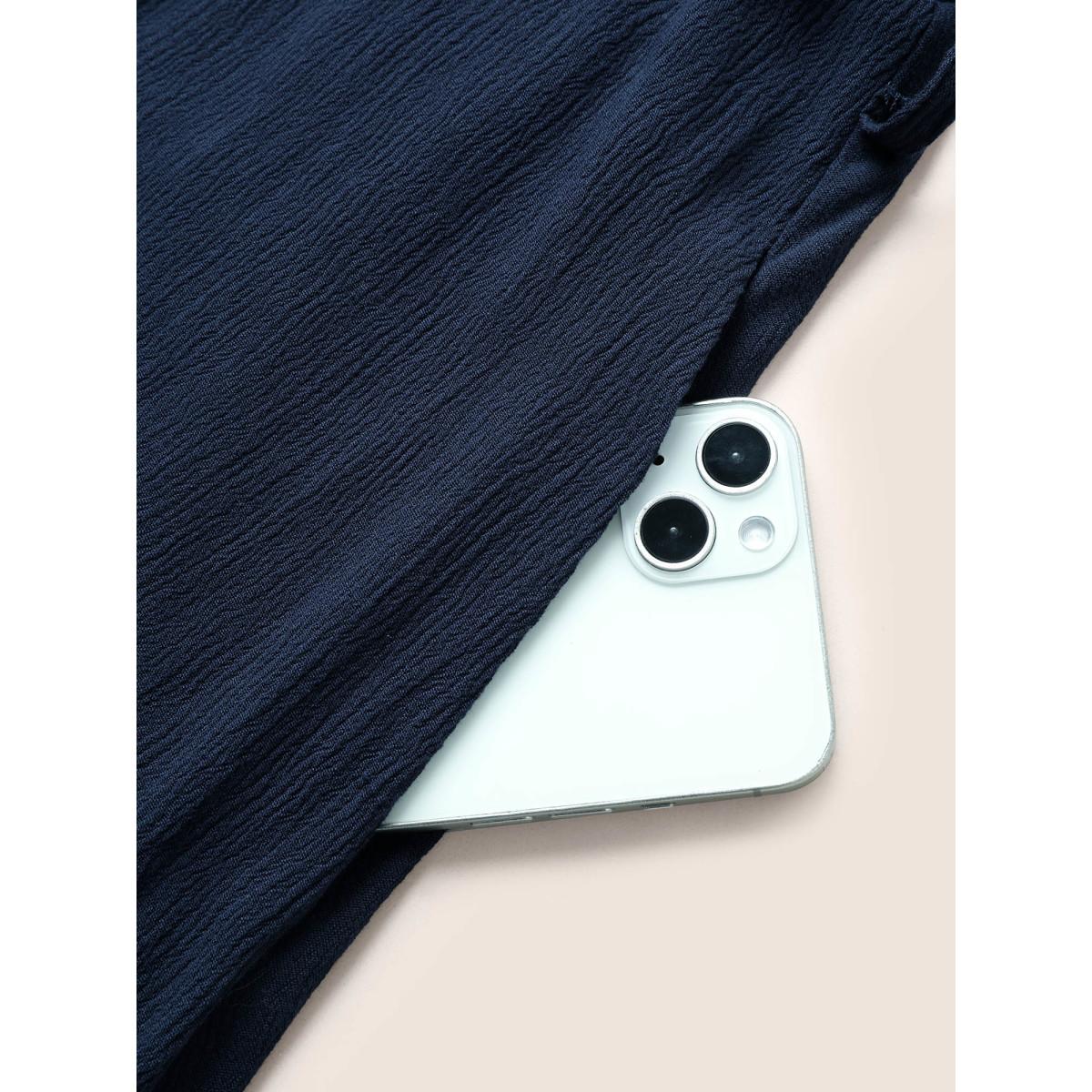 Belted Shirt Collar Button Plus Size Shirtdress Women Workleisure Plain Sleeve Short Sleeve Shirt Collar Pocket Workwear Long Dress BloomChic Product Image