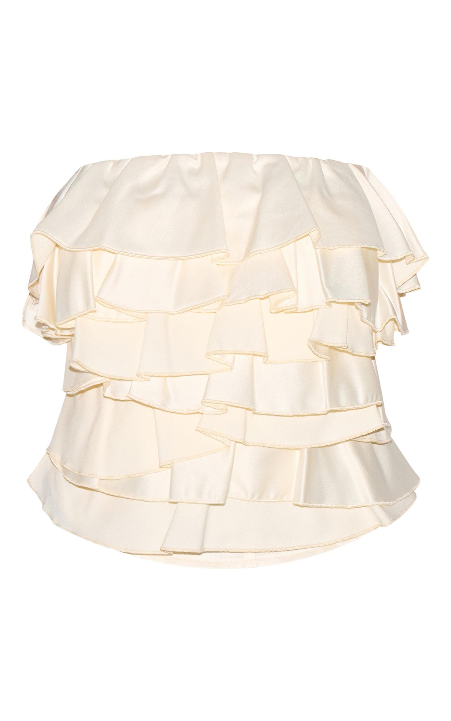Lemon Satin Ruffle Bandeau Product Image