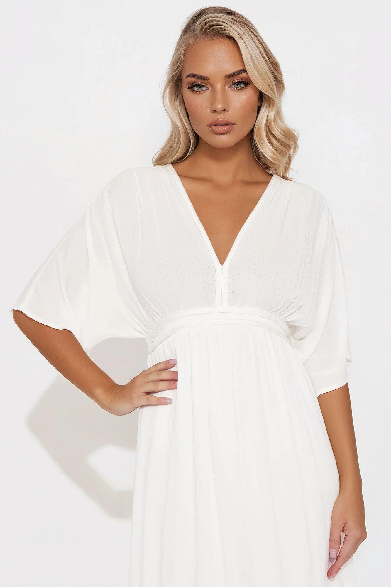 Gianina Gauze Maxi Flowy Dress - White Product Image