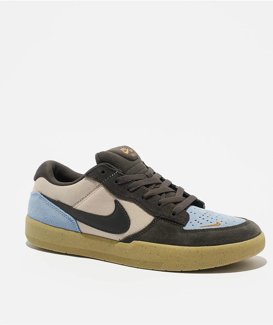 Nike SB Force 58 Light Orewood Brown, Psychic Blue & Medium Ash Skate Shoes Product Image
