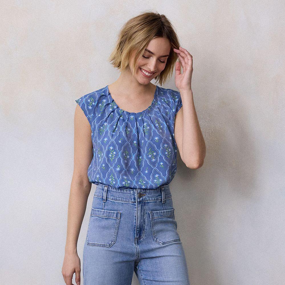 Women's LC Lauren Conrad Pleated Scoopneck Top,  Product Image