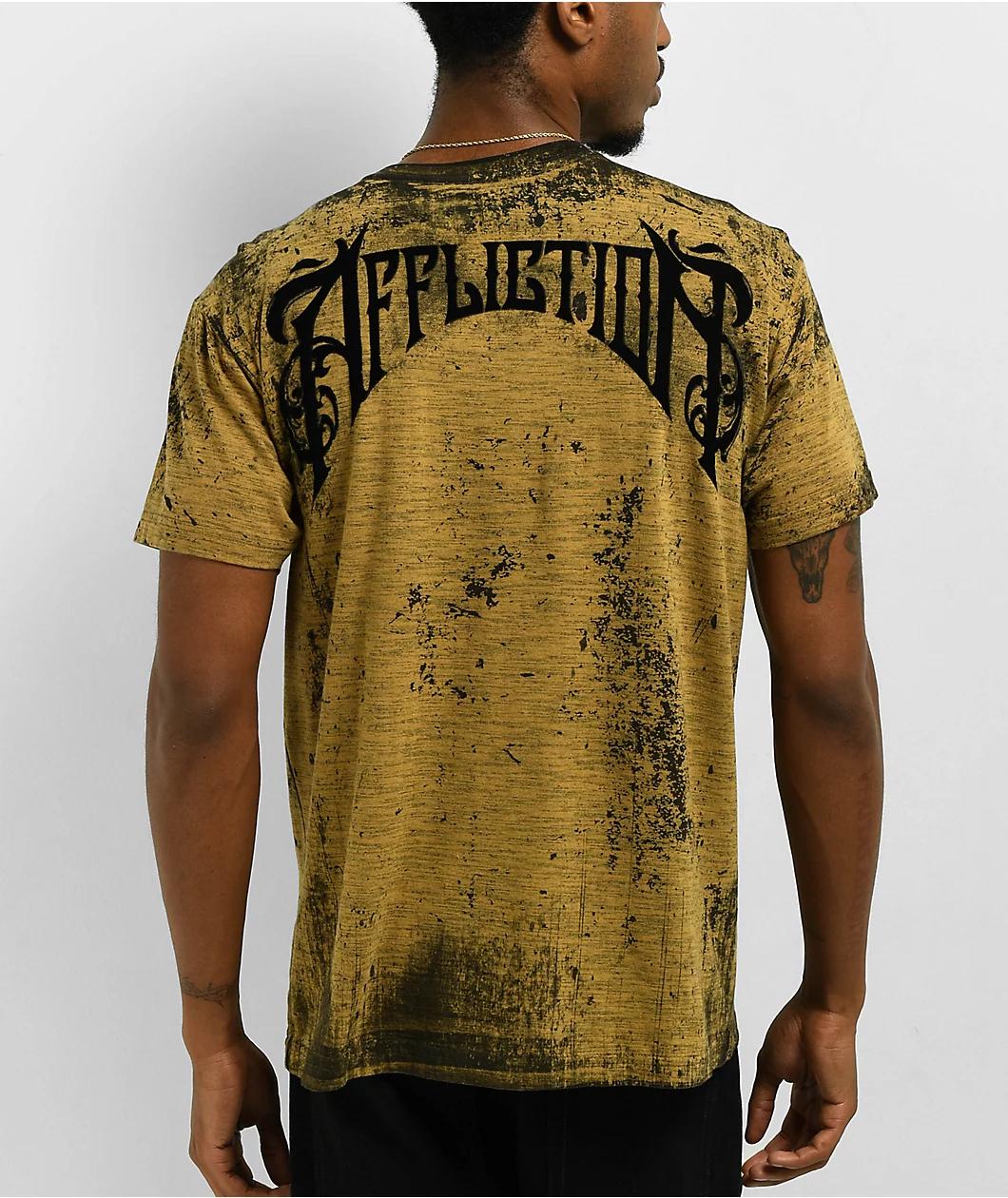 Affliction High Stakes Brown Acid Wash T-Shirt Product Image