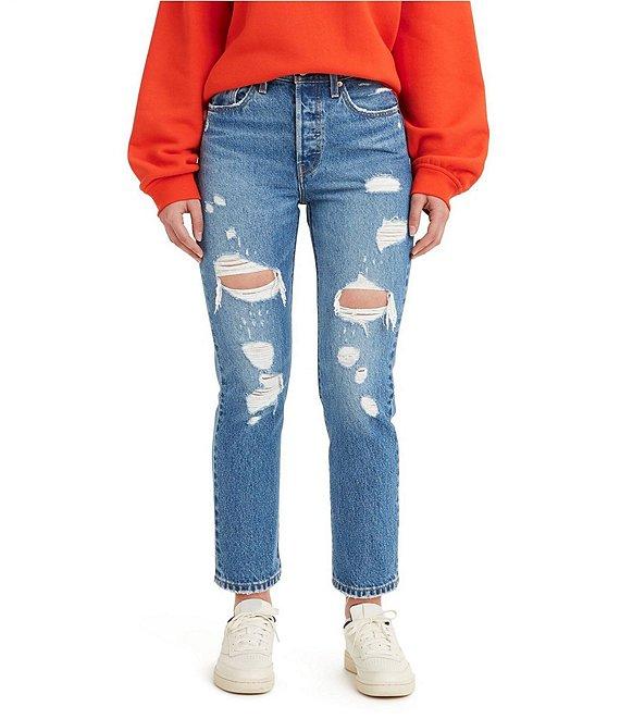 Levi's® 501 High Rise Distressed Cropped Straight Skinny Jeans Product Image