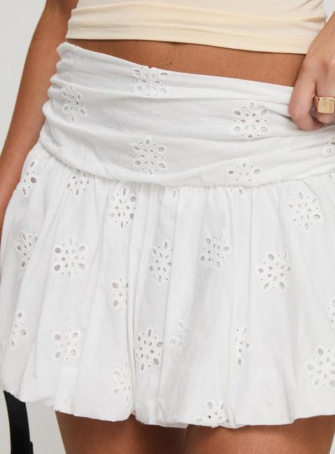 Bubble Broderie Mini Skirt White Product Image