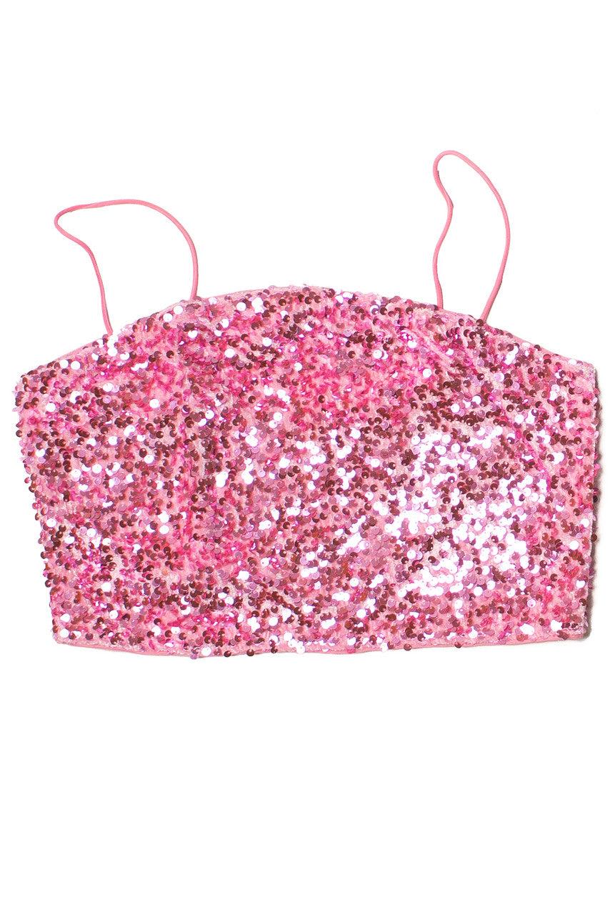 Pink Velvet Sequin Crop Cami Product Image