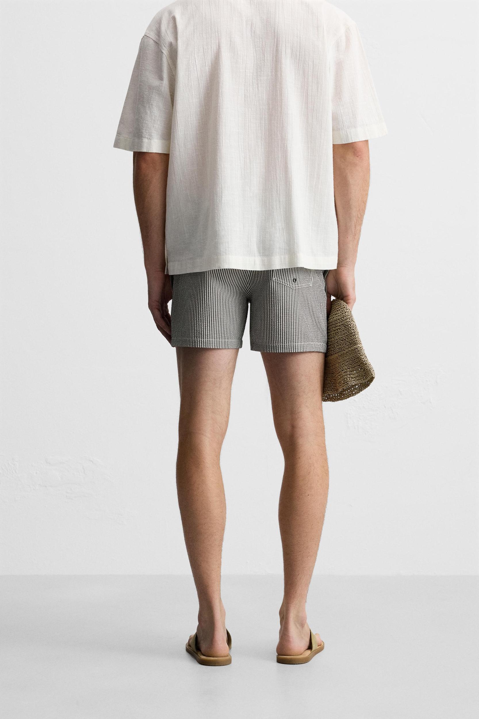 REGULAR SEERSUCKER SWIM TRUNKS Product Image