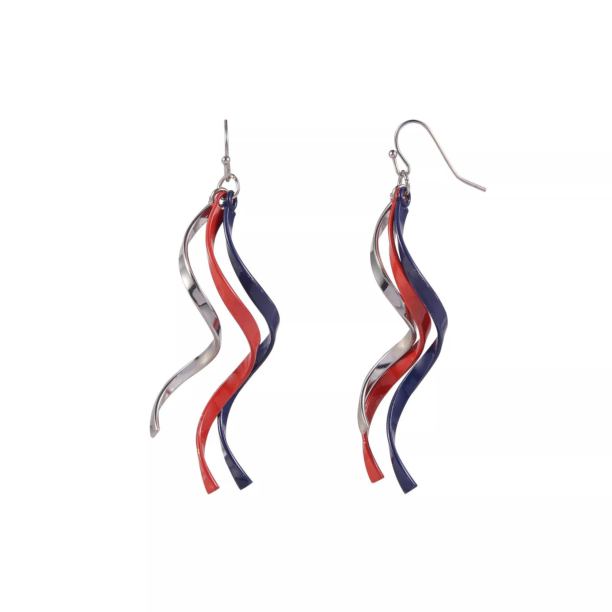 Celebrate Together™ Silver Tone Red, Blue and Silver Spiral Earrings, Women's, Multi Product Image