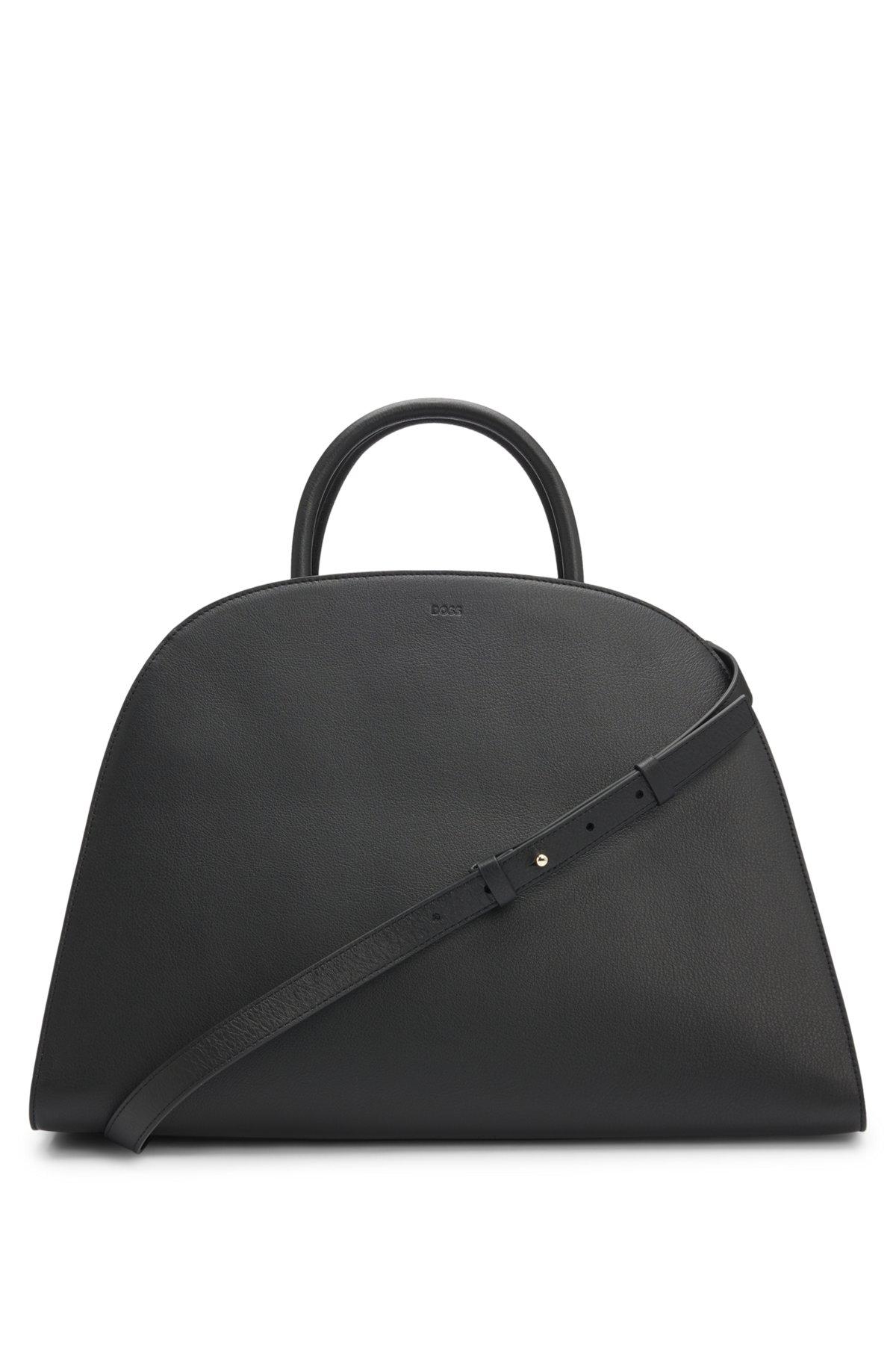 BOSS - Ariell tote bag in grained leather with detachable strap - Black Product Image