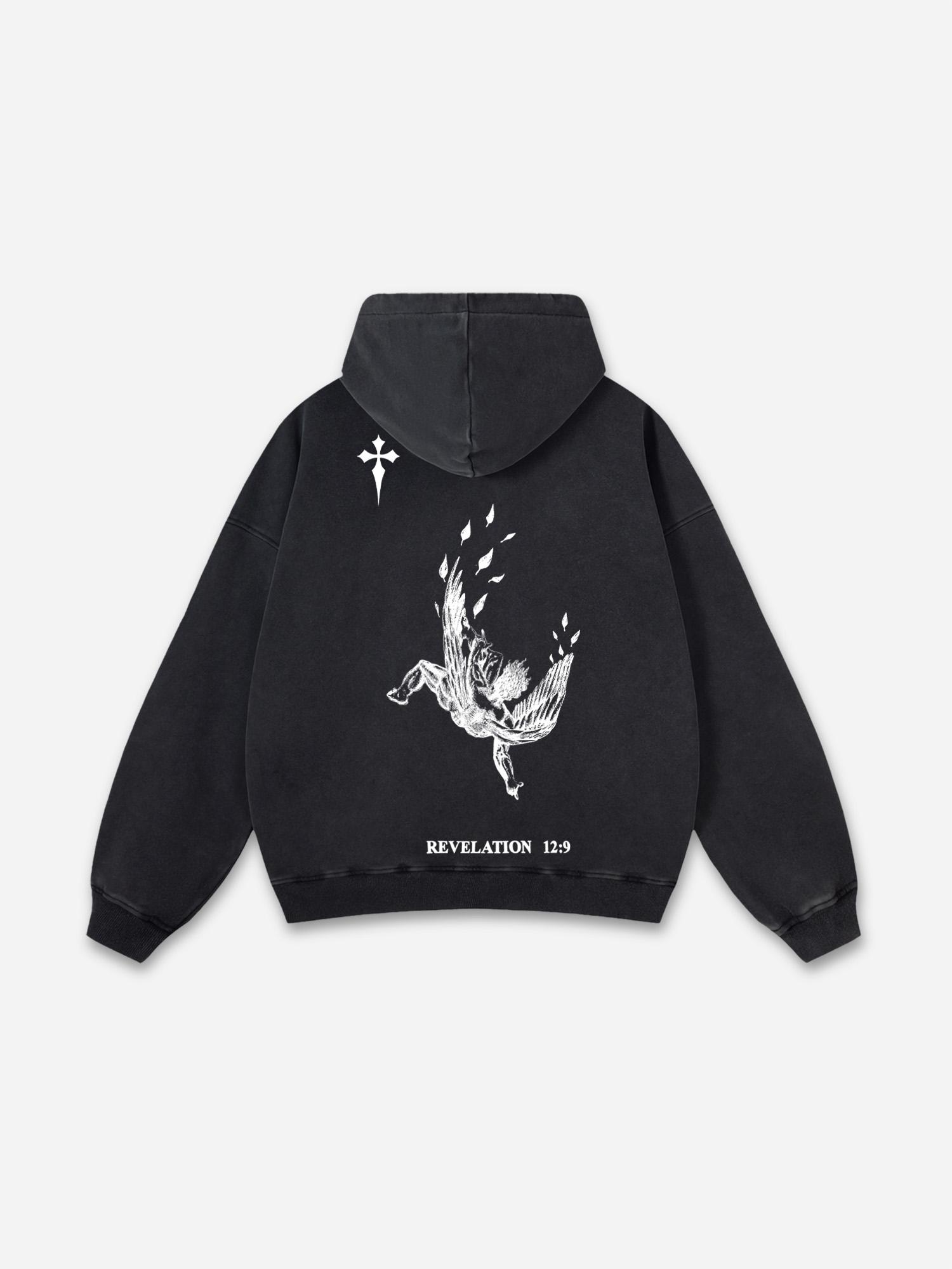 Sopula Fallen Angel Revelation 12 9 Graphic Vintage Washed Hoodie Product Image
