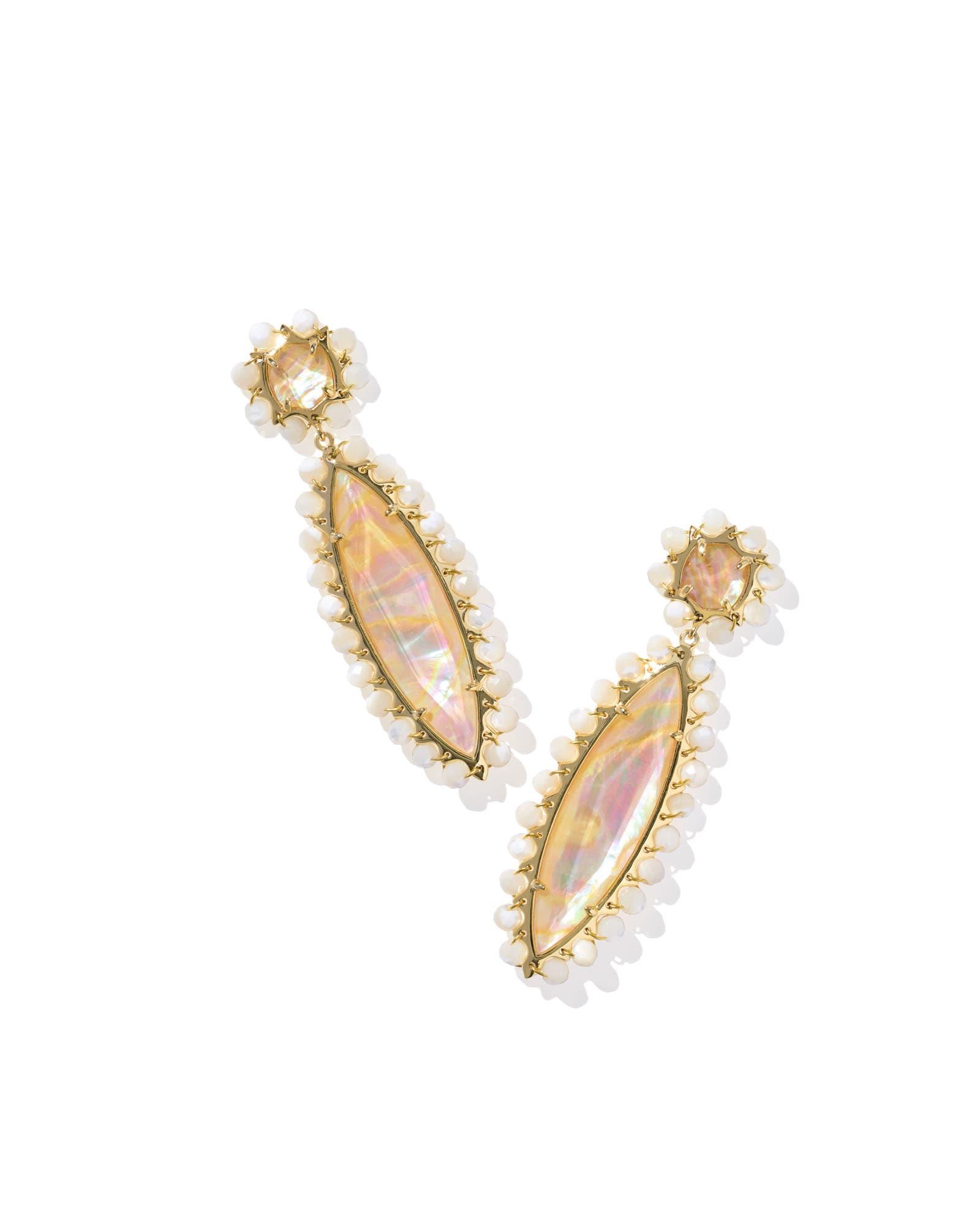 Genevieve Gold Beaded Statement Earrings Product Image
