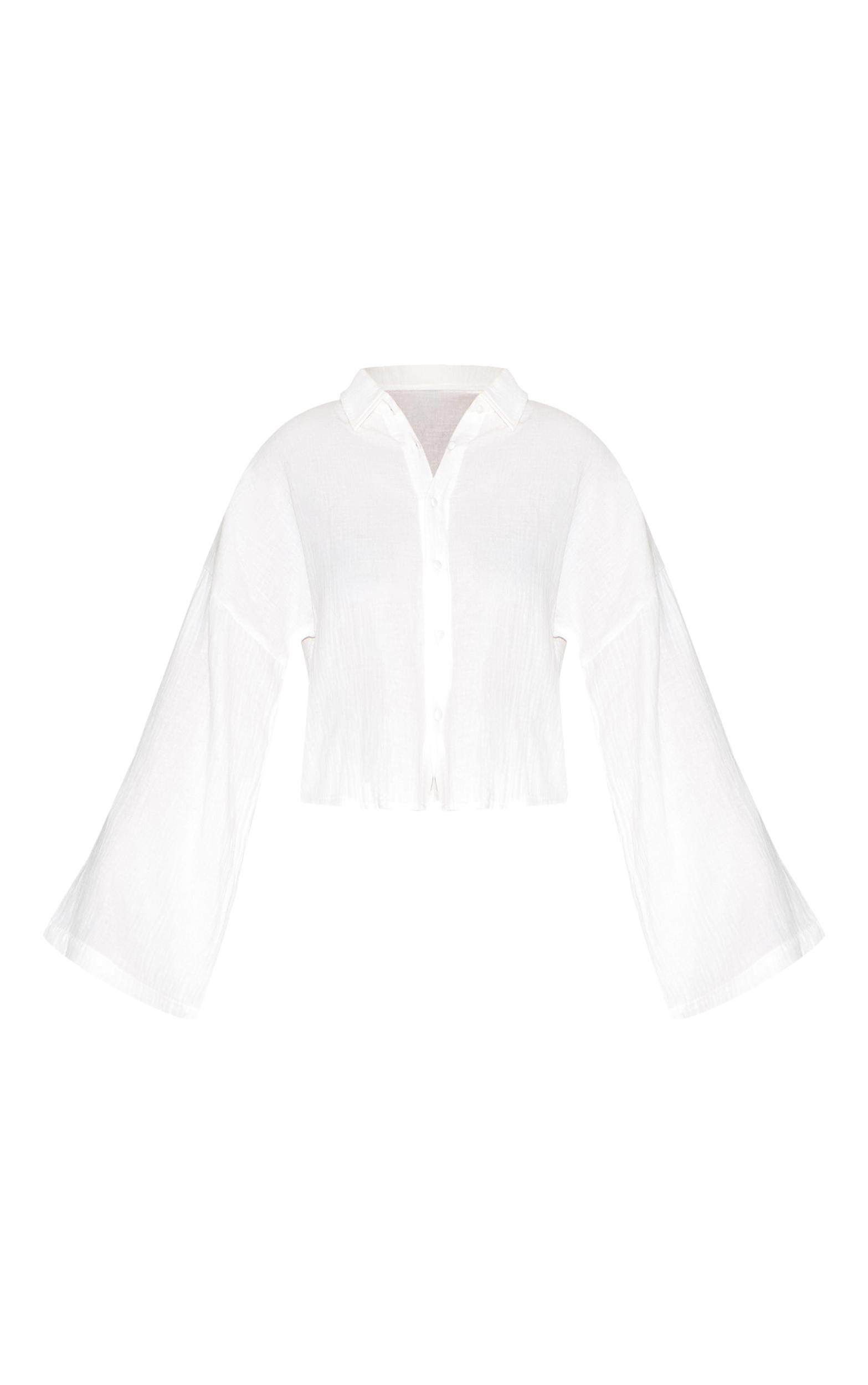 White Linen Look Button Up Shirt Product Image