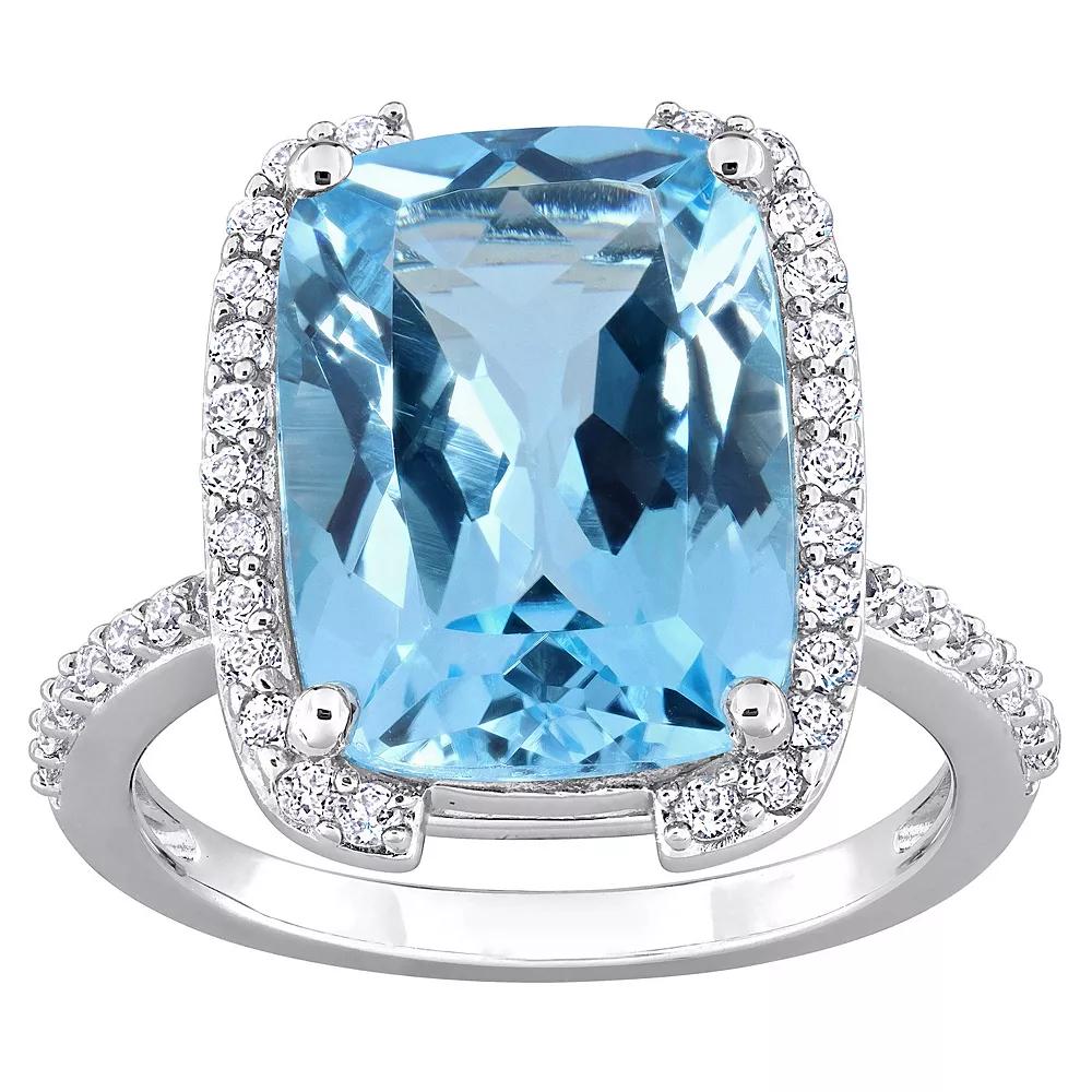 Stella Grace Sterling Silver Sky Blue Topaz & White Topaz Bracket Cocktail Ring, Women's,  Product Image