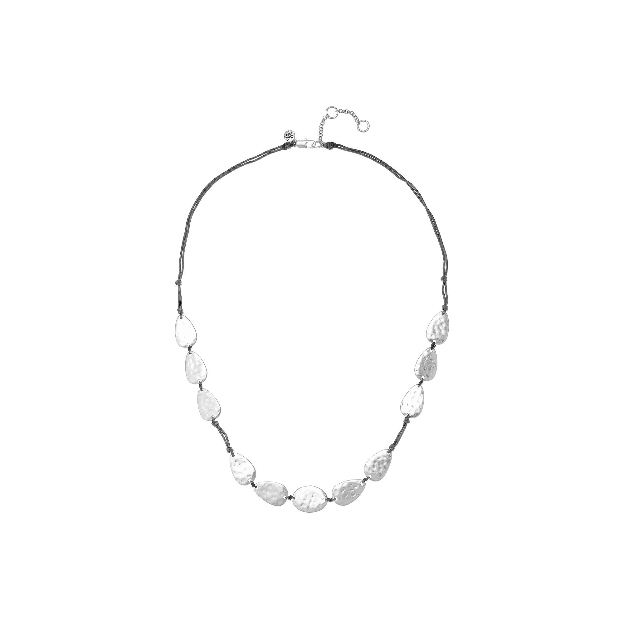Bella Uno Silver Tone Metal Teardrop Discs Necklace, Women's,  Product Image