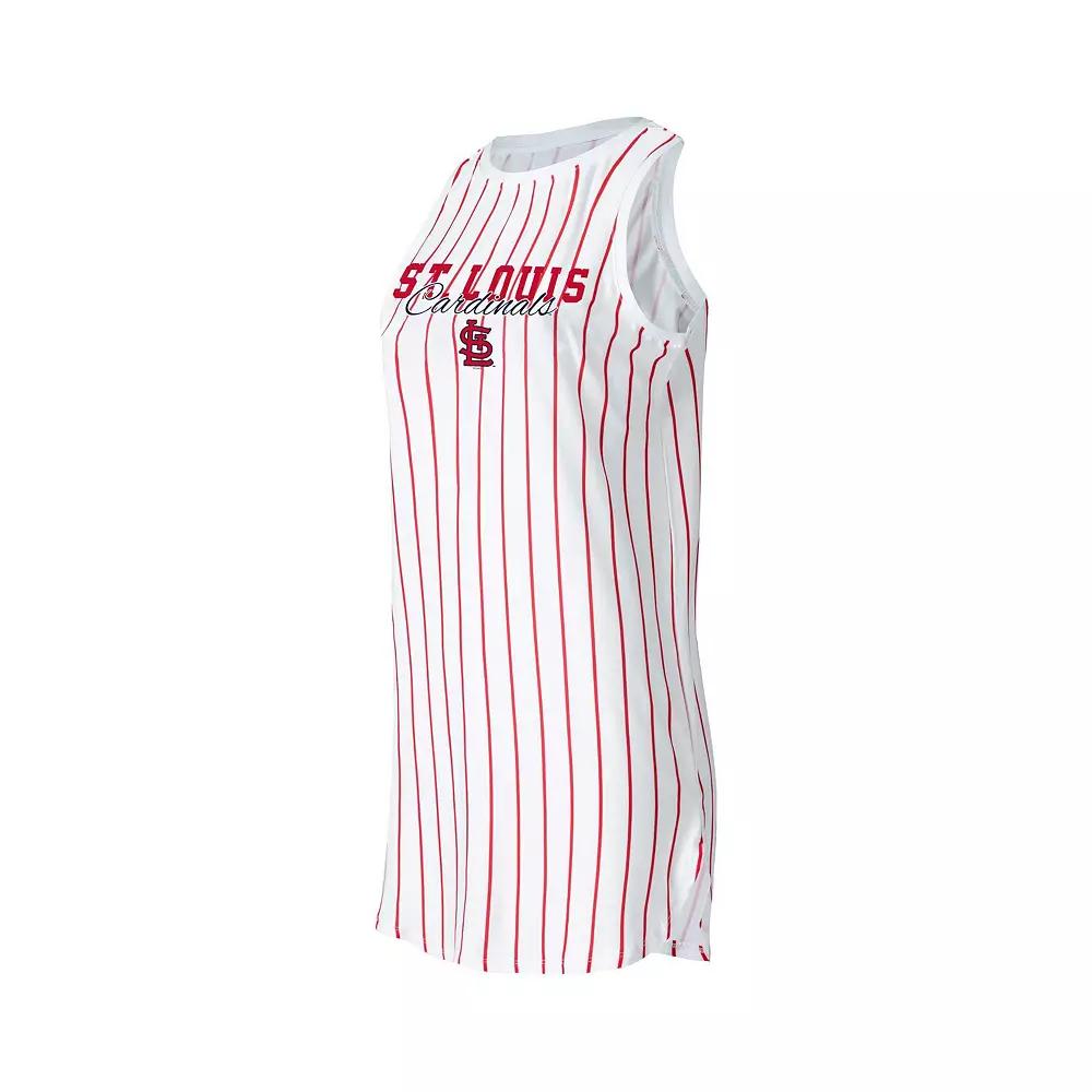 Women's Concepts Sport White St. Louis Cardinals Reel Pinstripe Knit Sleeveless Nightshirt,  Product Image