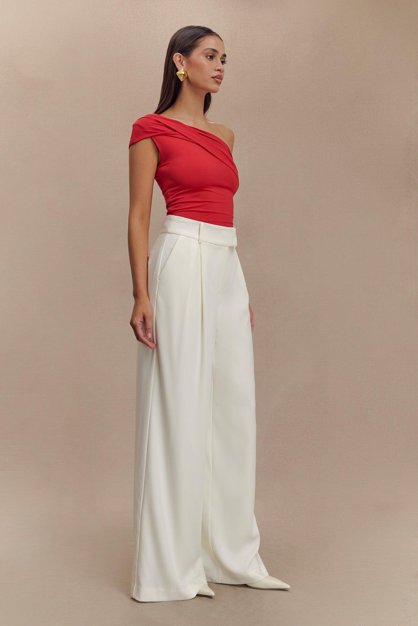 Jacqueline Pleated Wide Leg Pants - Ivory Product Image
