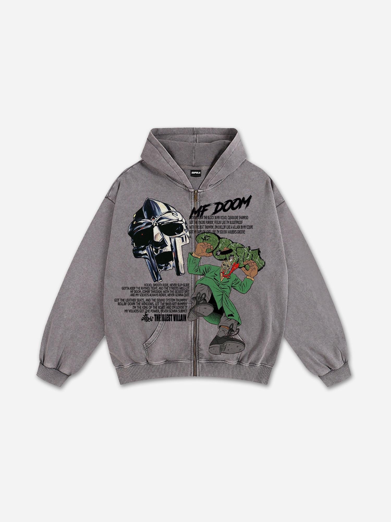 Fly Rich Get Some Money Graphic Washed Zip Up Hoodie Product Image