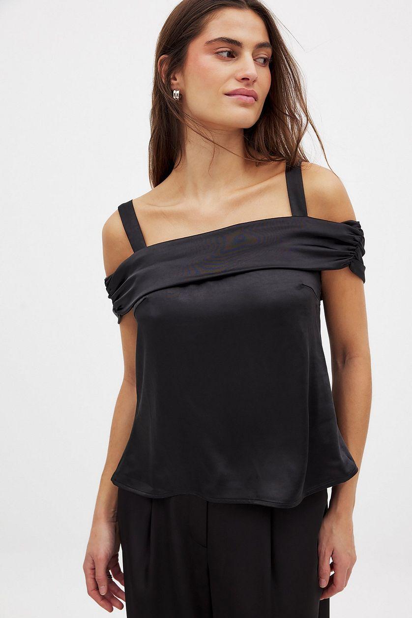 Tie Back Satin Off Shoulder Top Product Image